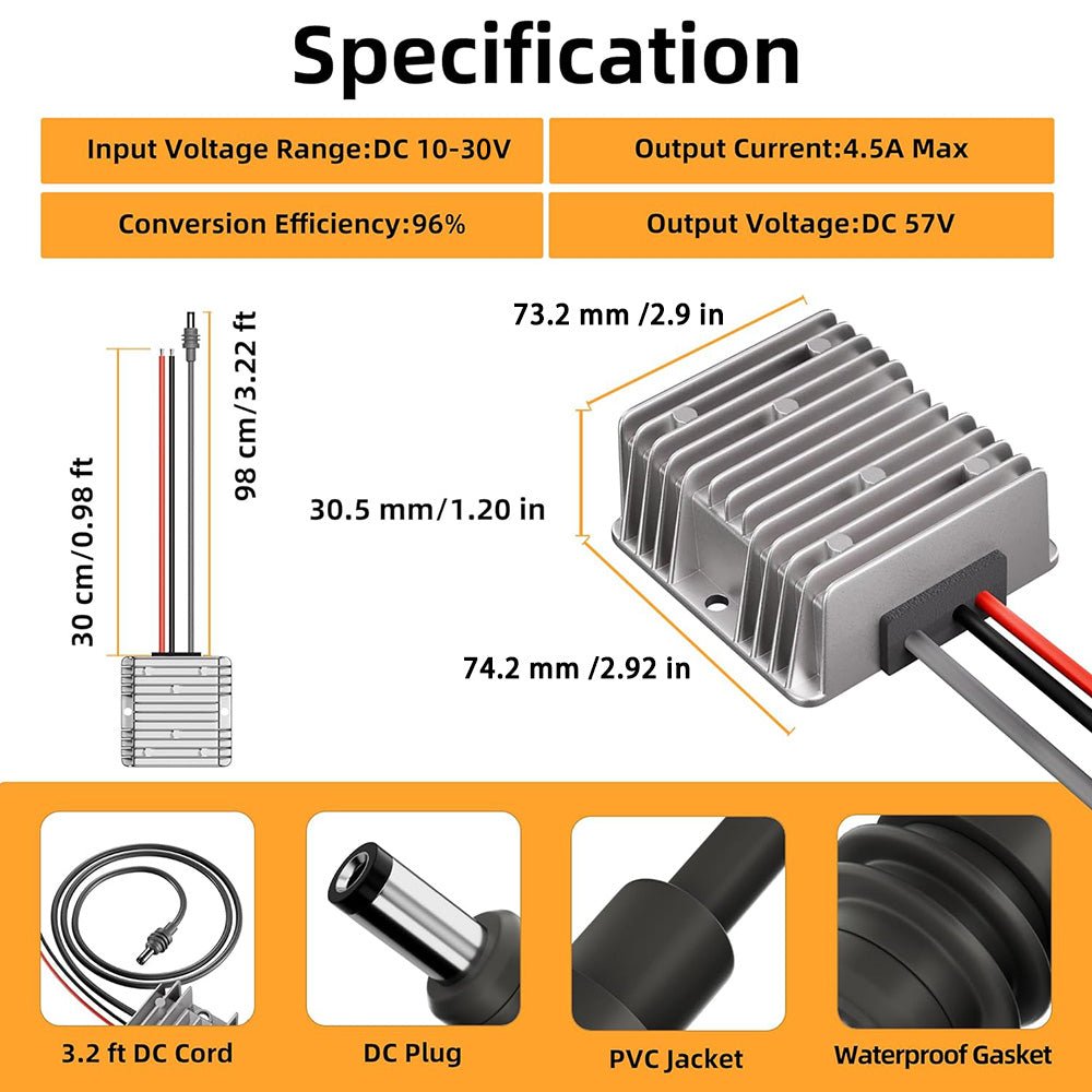12V/24V to 57V Power Supply Adapter with DC Plug for Starlink Gen 3 - OrbiMars