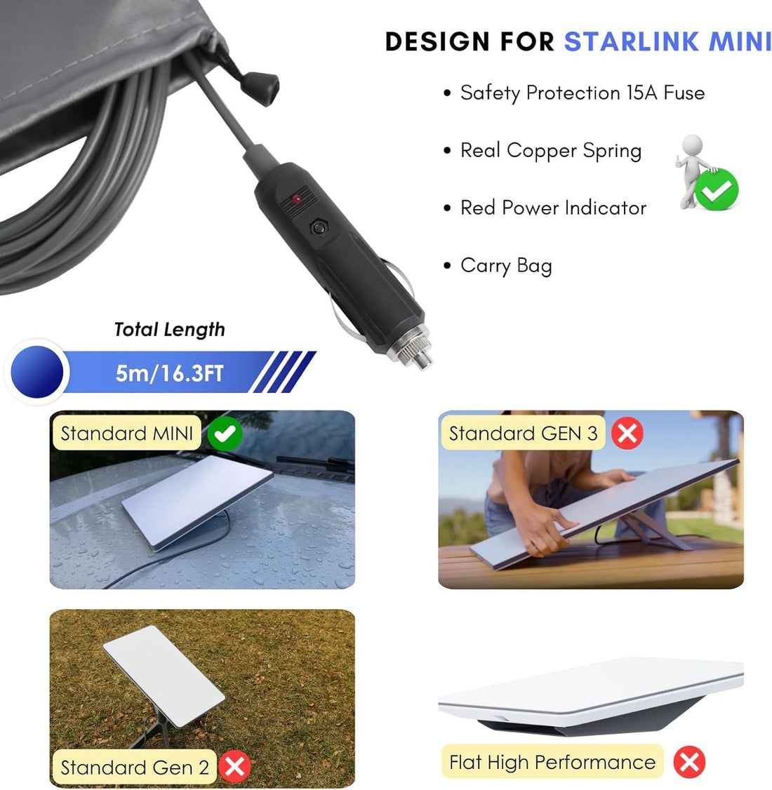 2 - in - 1 Car & USB - C DC Power Adapter for Starlink Mini - OrbiMars