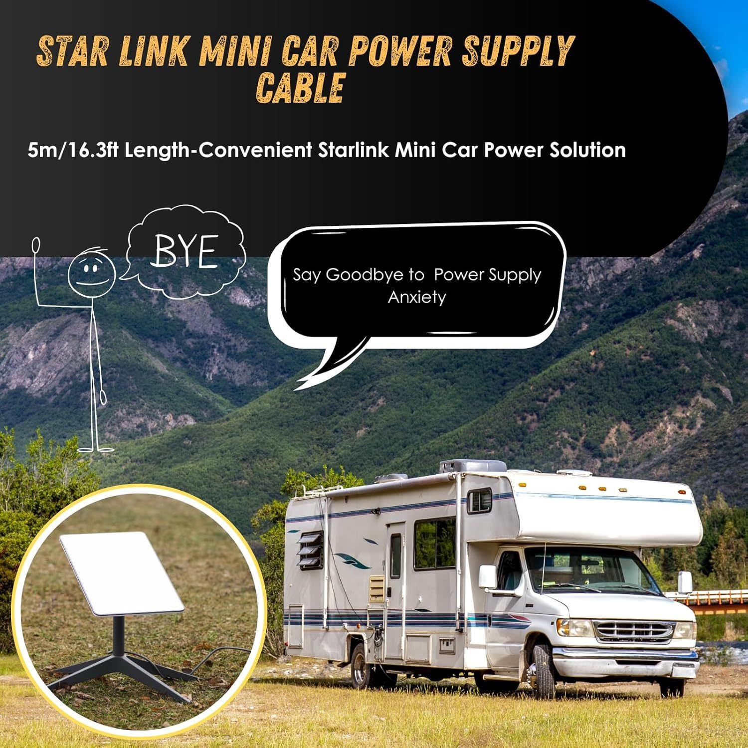 2 - in - 1 Car & USB - C DC Power Adapter for Starlink Mini - OrbiMars