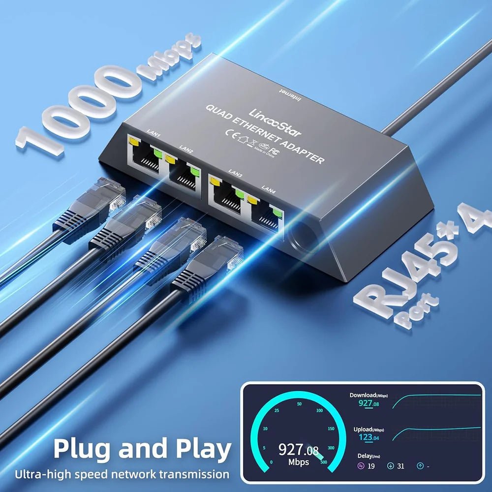 4 - Port Ethernet Adapter for Starlink Gen 3 / Mini – Connect Up to 4 Devices - OrbiMars