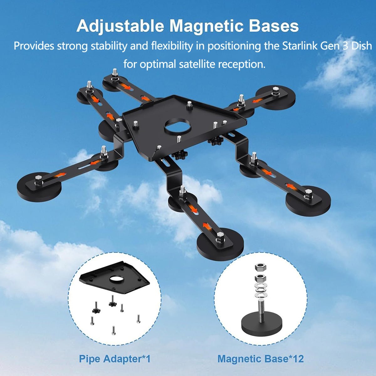 Adjustable Magnetic Roof Mounting Kit for Starlink Gen 3 - OrbiMars