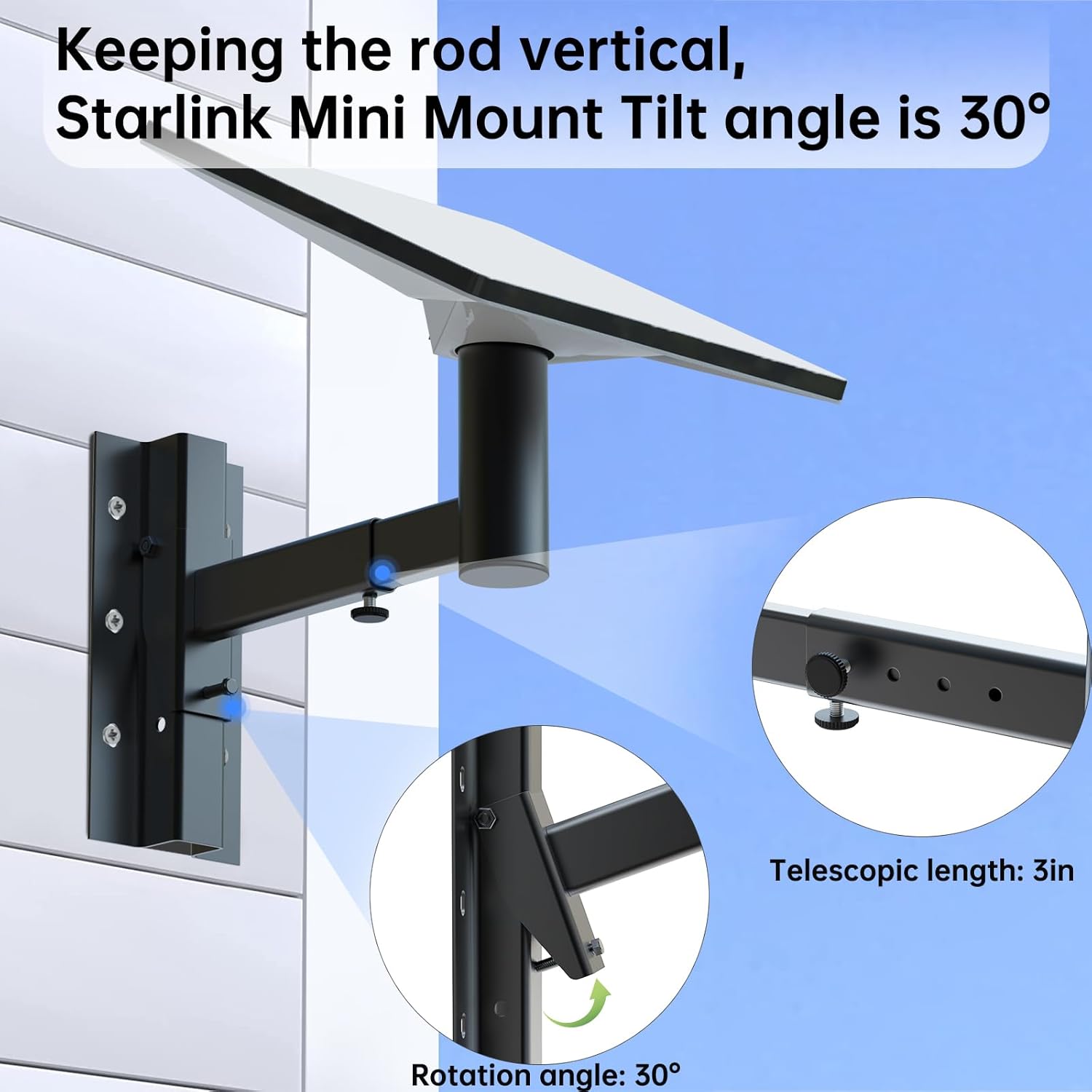 Adjustable Starlink Mini Roof Mount Kit With Adapter - OrbiMars