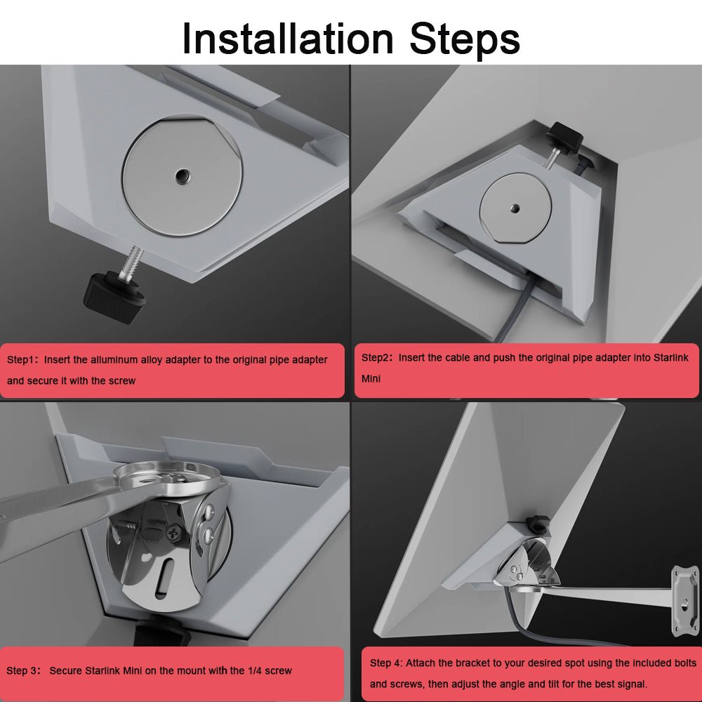 Adjustable Starlink Mini Wall Mount Kit for Dish | Orbimars - OrbiMars
