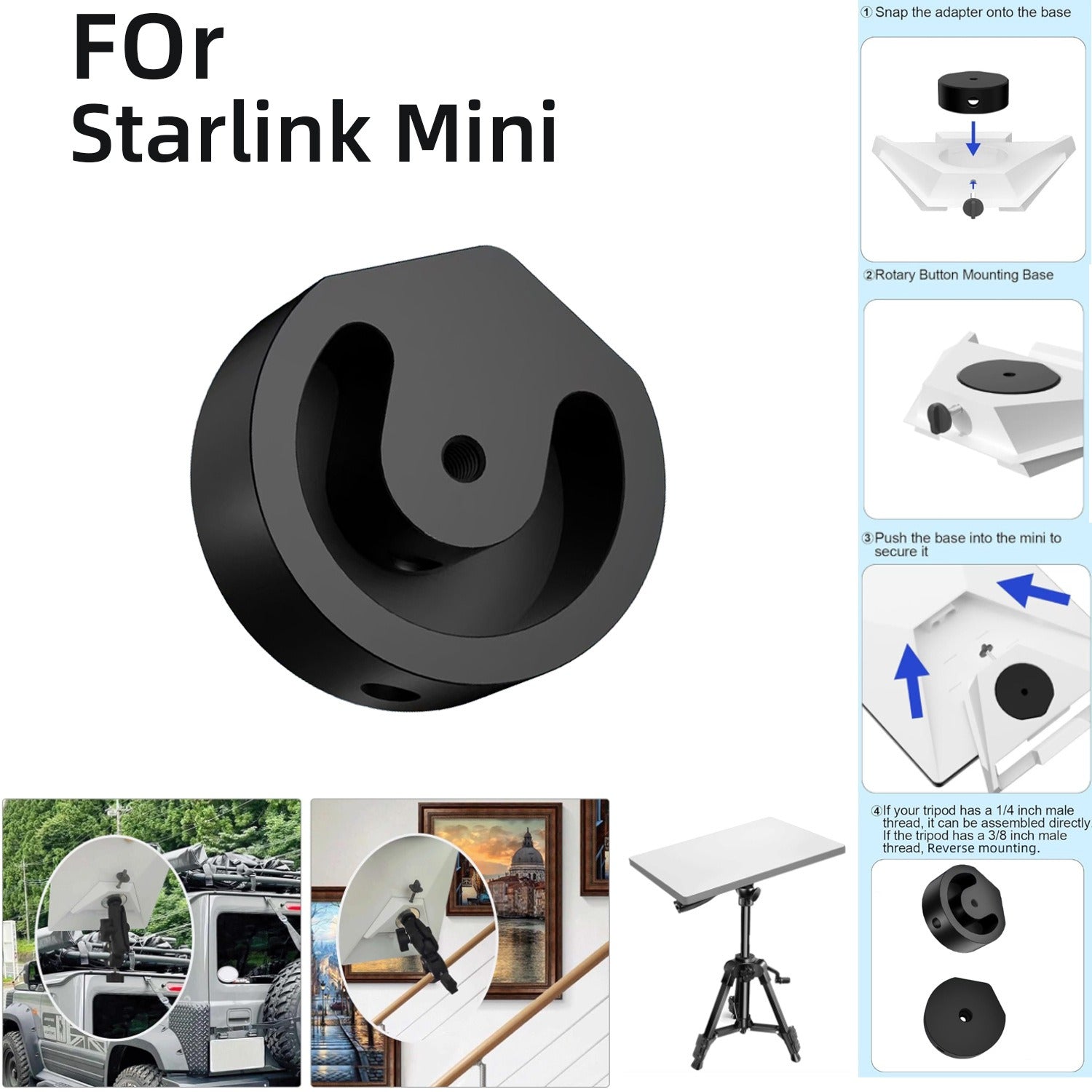 Aluminum Alloy Tripod Ball Head Adapter for Starlink Mini4 - OrbiMars