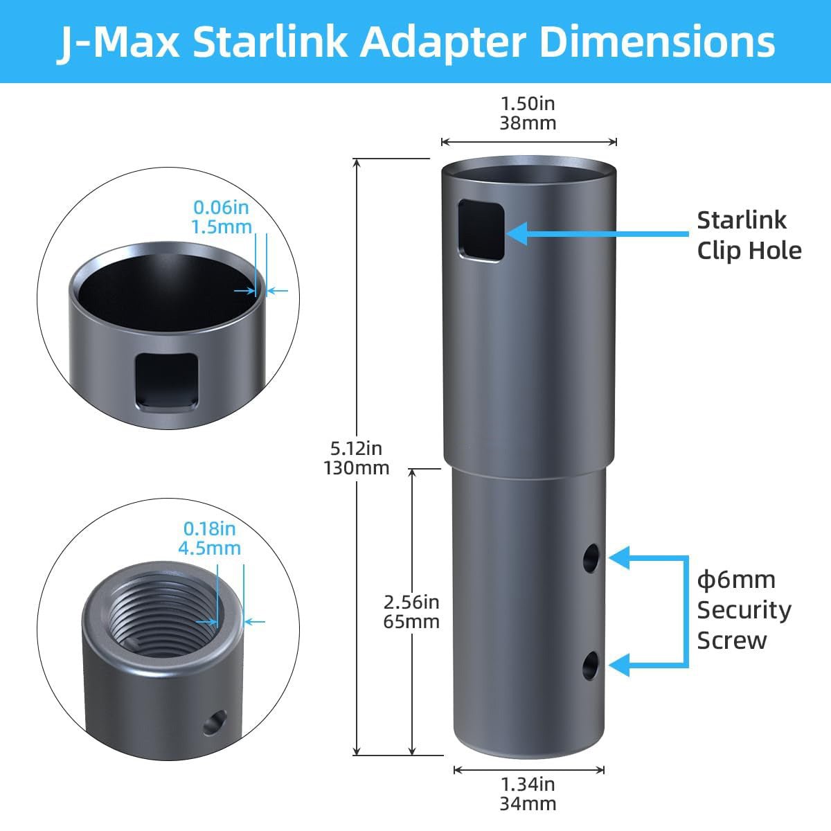 Aluminum Pipe Mount Adapter for Starlink Gen 2 Dish - OrbiMars