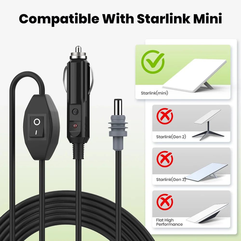Car Charger to DC Starlink Cable with Switch for Mini - OrbiMars