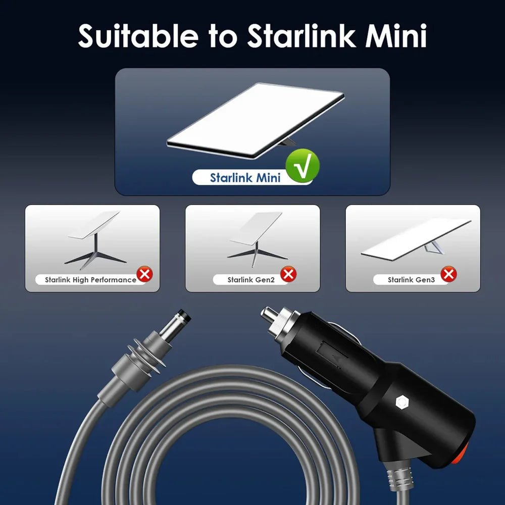 Car Cigarette Lighter DC Power Cable with Switch for Starlink Mini - OrbiMars