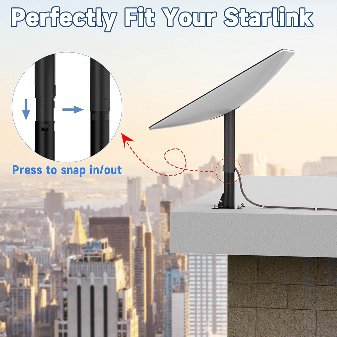 Heavy - Duty Carbon Steel Roof Mount for Starlink Gen 2 Dish - OrbiMars