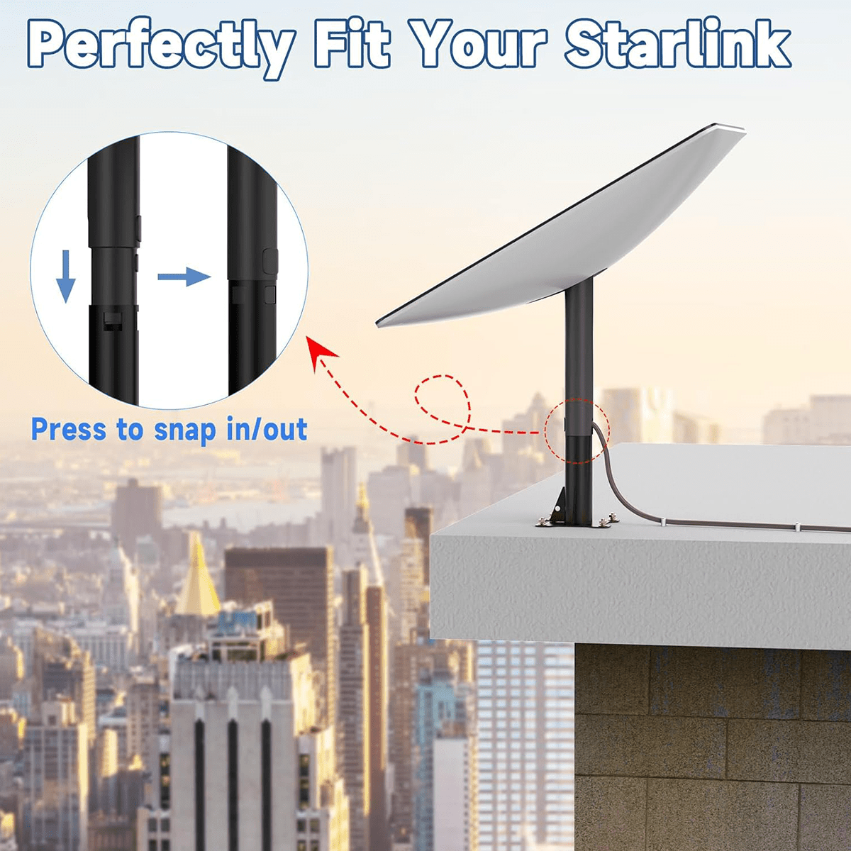 Heavy - Duty Carbon Steel Roof Mount for Starlink Gen 2 Dish - OrbiMars