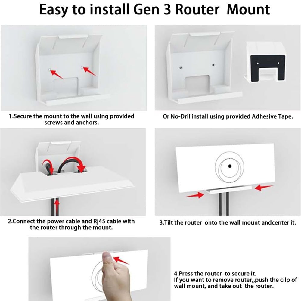 Router & Power Supply Wall Mount Kit for Starlink Gen 3 - No Drilling or Screws Required - OrbiMars