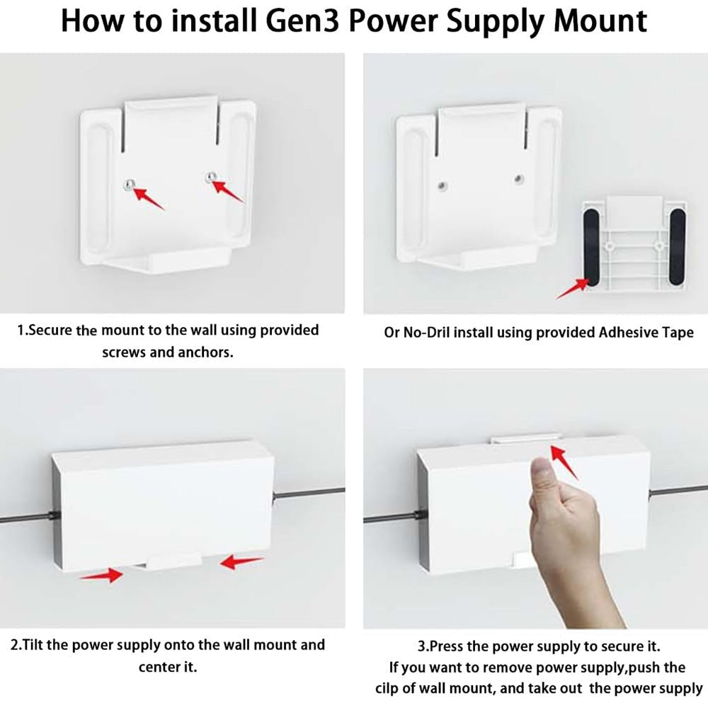 Router & Power Supply Wall Mount Kit for Starlink Gen 3 - No Drilling or Screws Required - OrbiMars