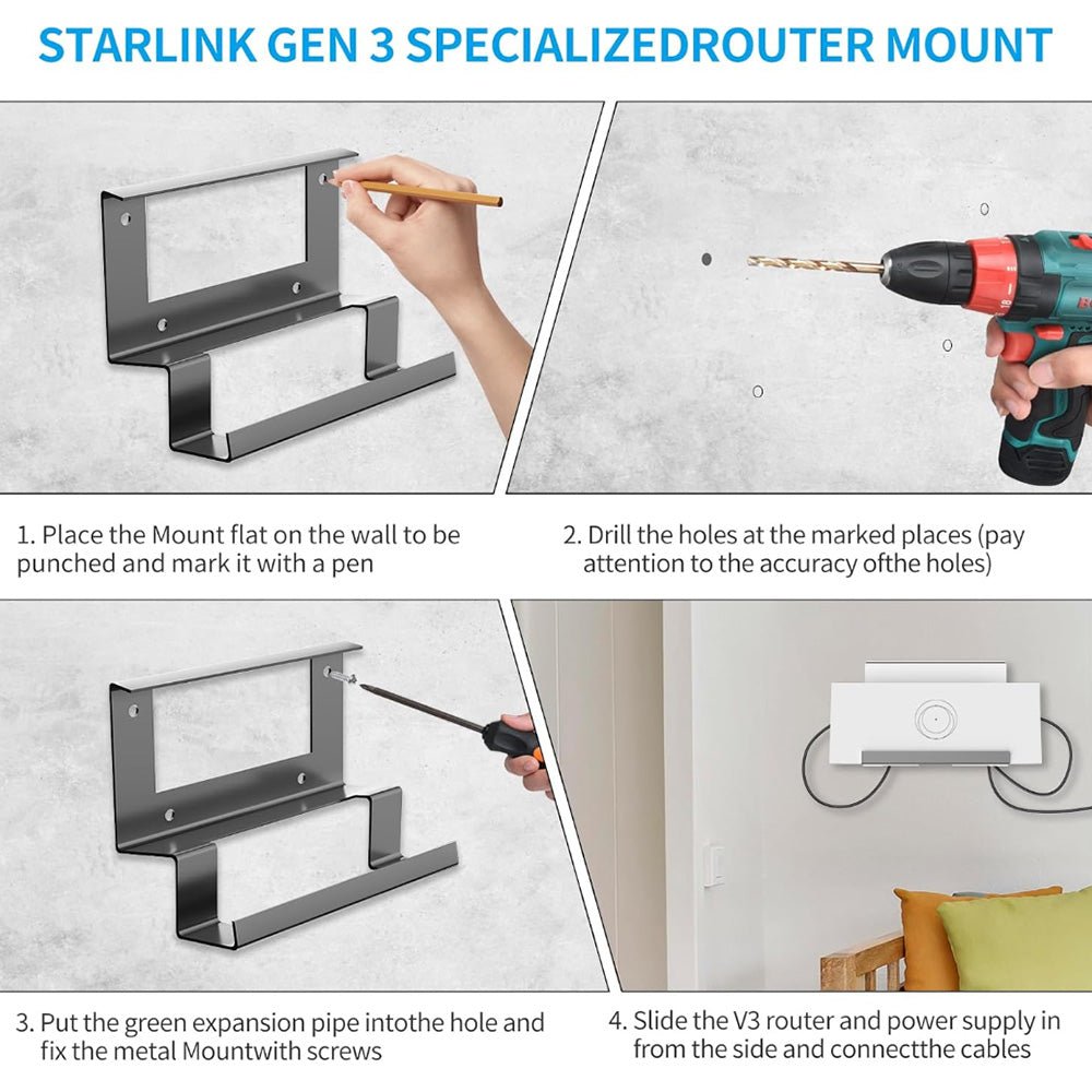 Starlink Gen 3 Router Mount | All - in - One Metal Wall Mount Kit - OrbiMars