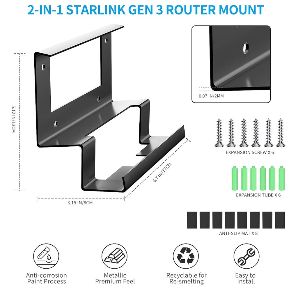 Starlink Gen 3 Router Mount | All - in - One Metal Wall Mount Kit - OrbiMars