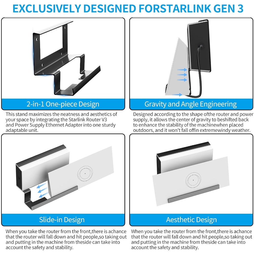 Starlink Gen 3 Router Mount | All - in - One Metal Wall Mount Kit - OrbiMars