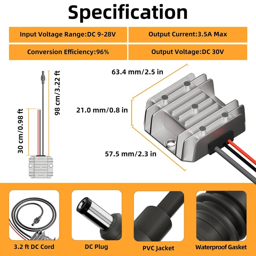 Starlink Mini Power Adapter | 12V - 24V to 30V Car Power Supply - OrbiMars