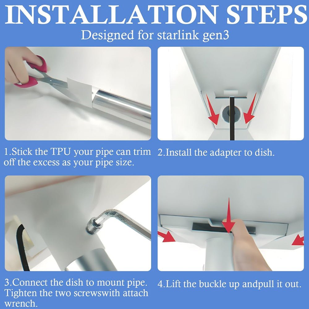 Starlink Pole Mount Adapter for Gen 3 Dish | Durable Pipe Mount Kit - OrbiMars