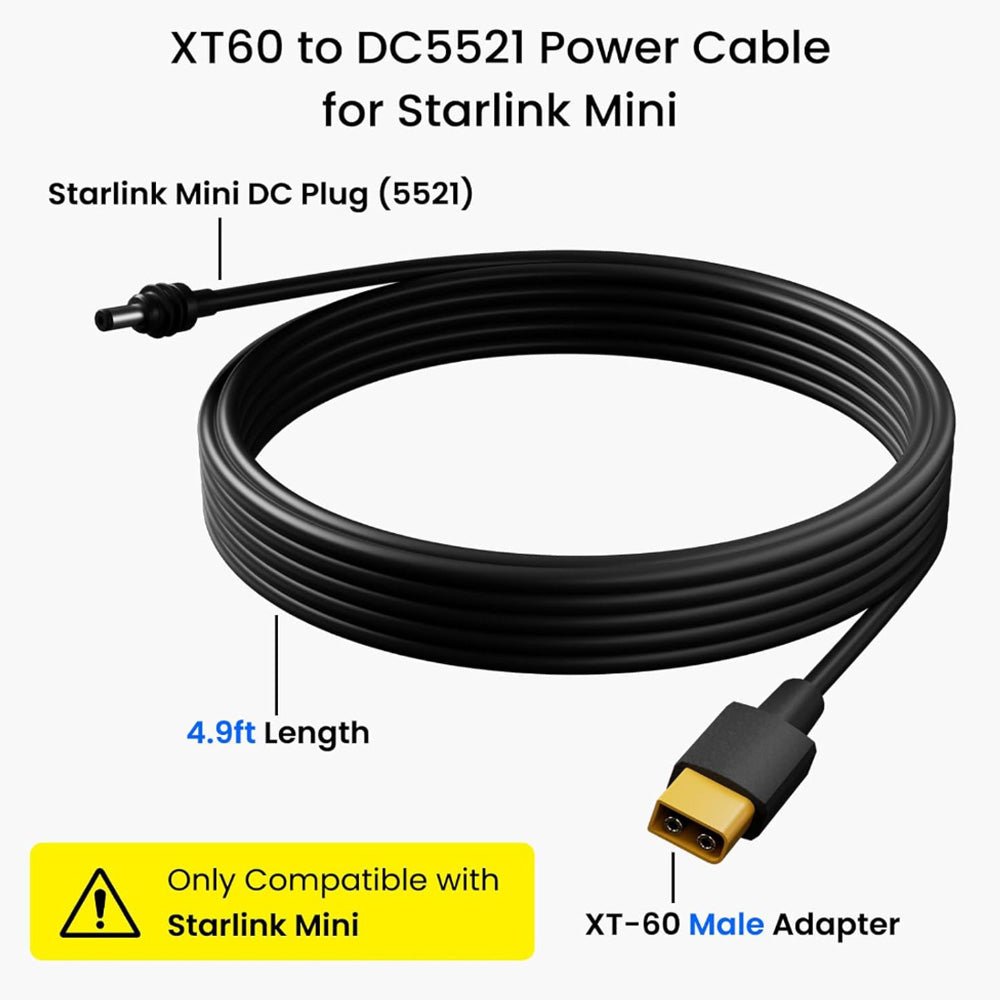 XT60 to DC Power Cable for Starlink Mini (1.5M/4.9FT) - OrbiMars